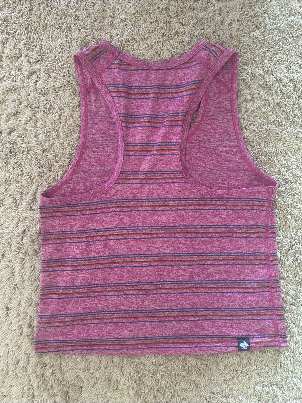 Rabbit EZ Cropped Tank, Pink Striped XS - Picture 5 of 8